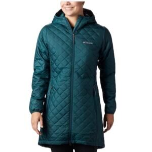 Columbia Omni-Heat Long Hooded Jacket Quilted Teal 3X